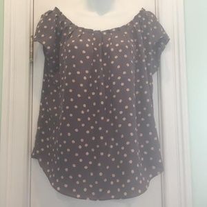 Lauren Conrad Blouse Short Sleeve Polka Dot Medium